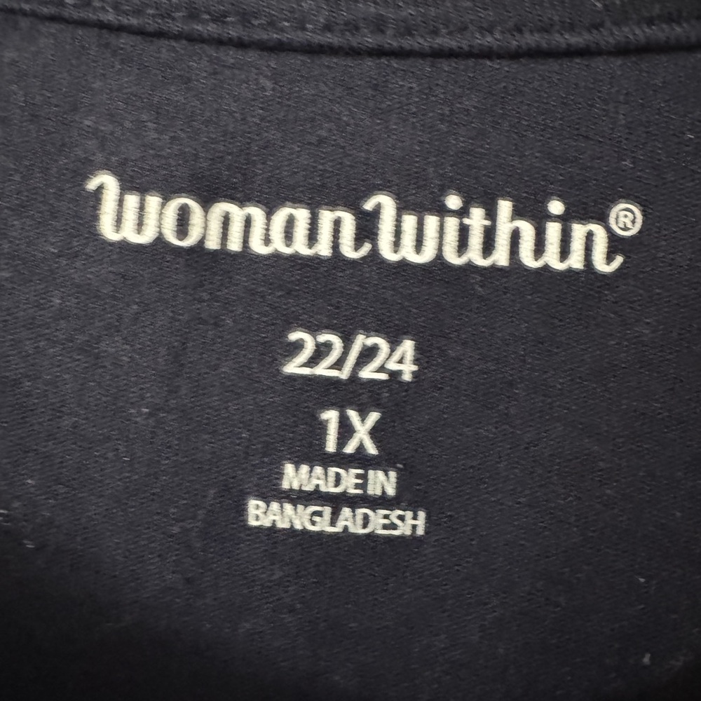 Woman Within Classic Navy Tee Dress Crew Neck Short Sleeve With Pockets 1X - Picture 4 of 5